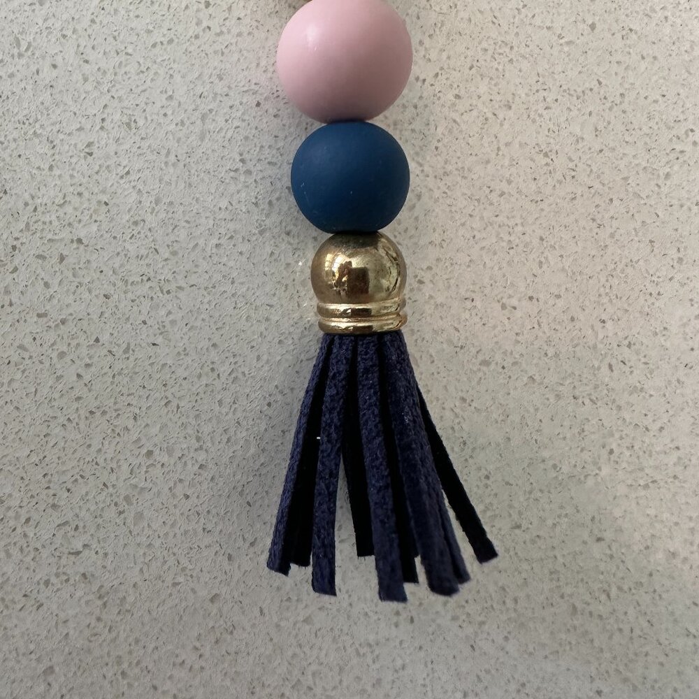 Beaded Key Ring Purse Charm with Tassell - Picture 3 of 5